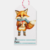 Speelse vos kerstcadeau label cadeaulabel (Achterkant)