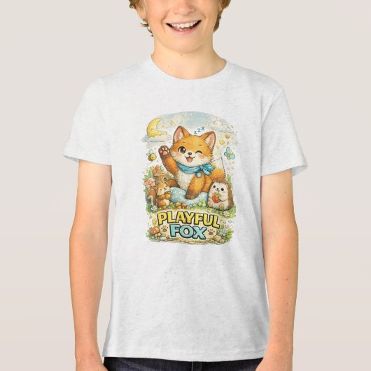 Speelse Vos Tri-Blend Shirt (Voorkant)