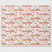 Speelse vrolijke kerst - Schattigee kerst Cadeaupapier (Vlak)