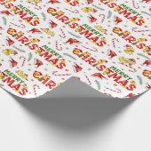 Speelse vrolijke kerst - Schattigee kerst Cadeaupapier (Hoek)