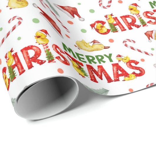 Speelse vrolijke kerst - Schattigee kerst Cadeaupapier (Rol Hoek)