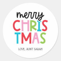 Speelse vrolijke kerst Stickers, gepersonaliseerd