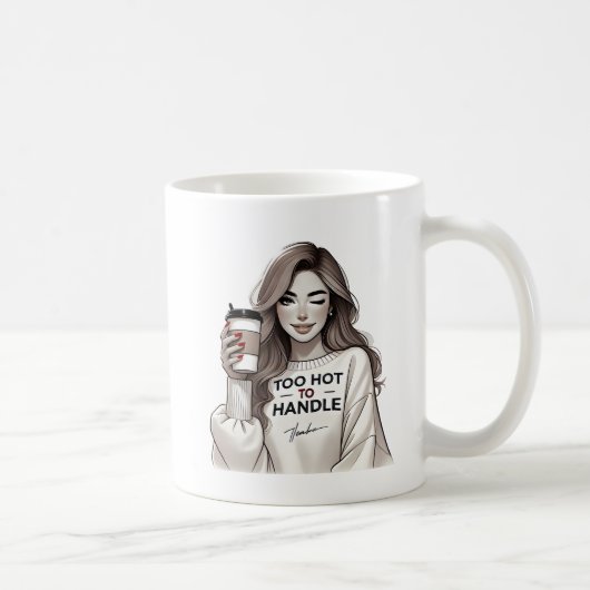 Speelse vrouw Winking met Coffee Cup Koffiemok (Rechts)