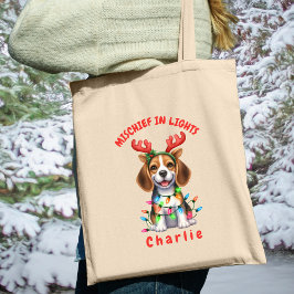 Speelse Waterverf Beagle Kerstverlichting Hond Tote Bag