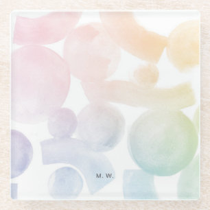 Speelse Waterverf Patroon Onderzetter met Initiale Glazen Onderzetter