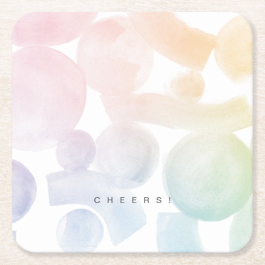 Speelse Waterverf Patroon Papier Onderzetters (Voorkant)
