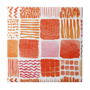 Speelse waterverf vierkanten Warm Boho Abstract Tegeltje
