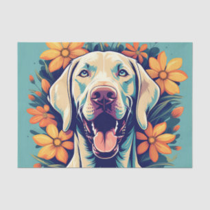 Speelse Weimaraner hond Tissuepapier