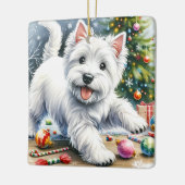 Speelse Westie Kerstmis Keramisch Ornament (Links)
