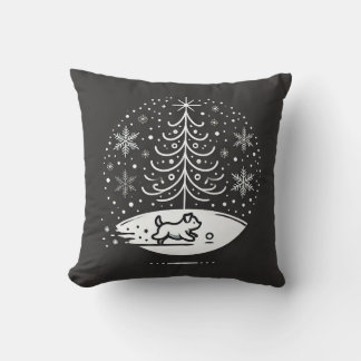Speelse winterscène - Minimalistische boom en pupp Kussen