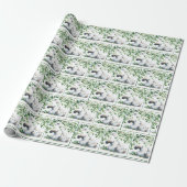 Speelse witte kat met vogel cadeaupapier (Uitgerold)