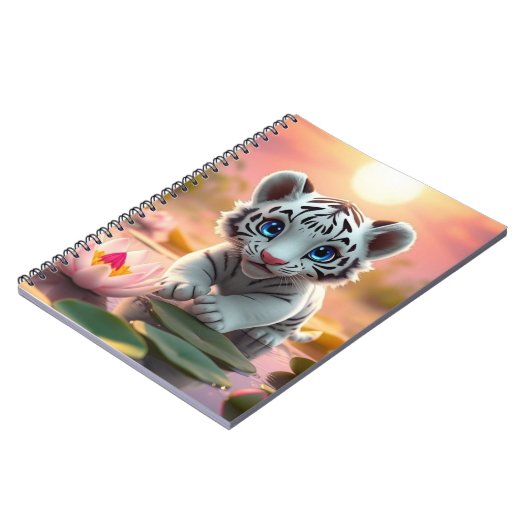 Speelse witte tijgerwelp in de wetlands van India Notitieboek (Linkerzijde)