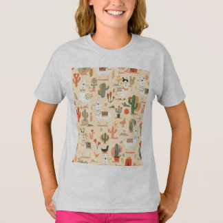 Speelse Woestijn Llama's Patroon T-shirt