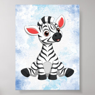 Speelse Zebra Kind kamer decor! Safari kinderkamer Poster