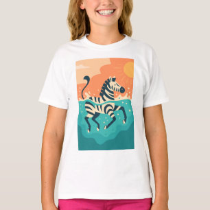 Speelse Zebra Zwemt in de Turquoise Zee T-shirt