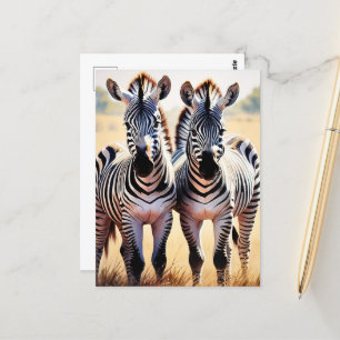 Speelse zebra's Kleurrijke Safari geïnspireerde ku Briefkaart