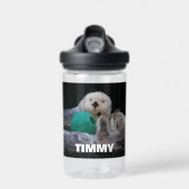 Speelse Zee otters met kindernaam Waterfles (Voorkant)