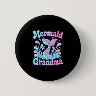 Speelse zeemeerminstaart met waterspatten ontwerp ronde button 5,7 cm