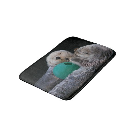 Speelse Zeeotters Foto Badmat (Gekanteld)