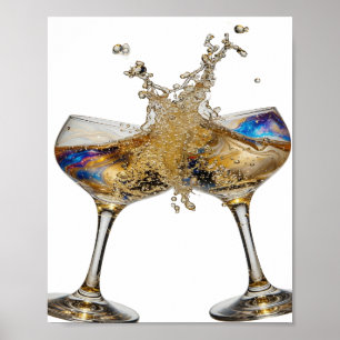 Speelse Zilver CHEERS TO GOOD HEALTH 3D-tekst kuns Poster