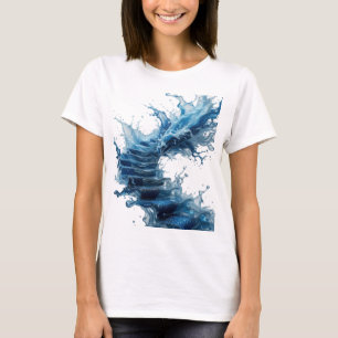 Speelse Zilver WATER TRAPPEN Tekst Ontwerp T-shirt