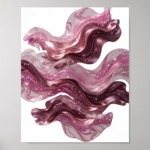 Speelse Zilveren ABSTRACTE KUNST Maatwerk T-shirt Poster