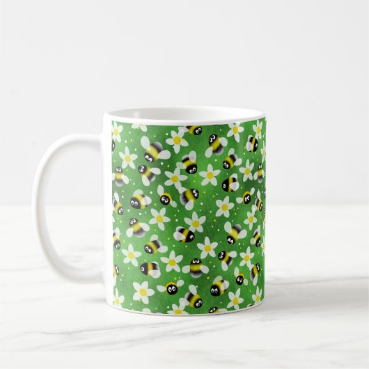 Speelse zoemende bijen (flesgroen) koffie Mok (Links)