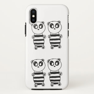 Speelse zwart-wit pandakunst iPhone x hoesje