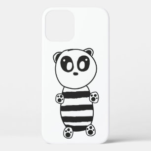 Speelse zwart-wit pandakunst iPhone 12 hoesje