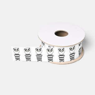 Speelse zwart-wit pandakunst grosgrain lint