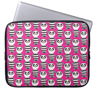 Speelse zwart-wit pandakunst laptop sleeve