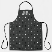 Speelse Zwarte Grijze Pixels Custom Food Artista T Schort (Voorkant)
