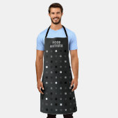 Speelse Zwarte Grijze Pixels Custom Food Artista T Schort (Gedragen)