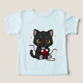 Speelse Zwarte Kat Chibi Ontwerp