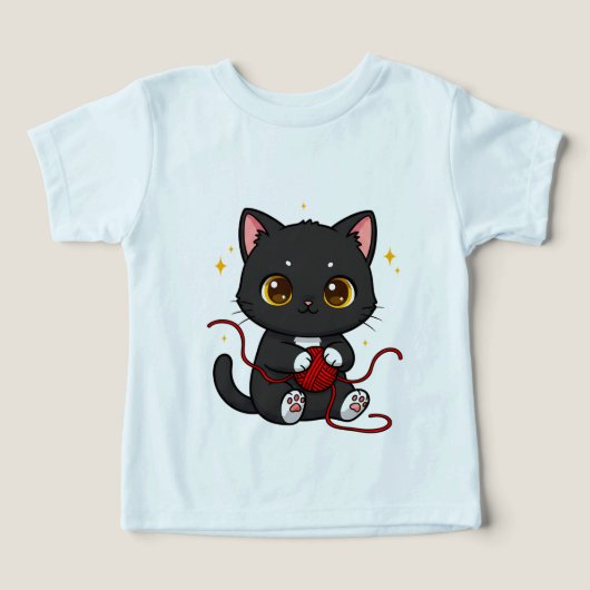 Speelse Zwarte Kat Chibi Ontwerp (Design voorkant)