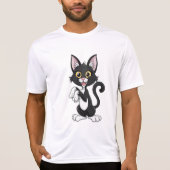 Speelse Zwarte Kat met Heldere Gele Ogen T-shirt (Voorkant)