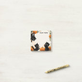 Speelse Zwarte Kat met Pompoen-Geïnspireerd Sinaas Post-it® Notes (Op bureau)