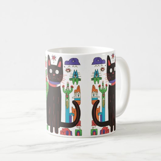 Speelse Zwarte Kat Mok (Voorkant rechts)