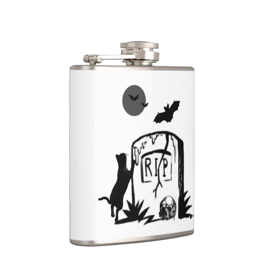 Speelse zwarte kattenkolf heupfles (Rechts)