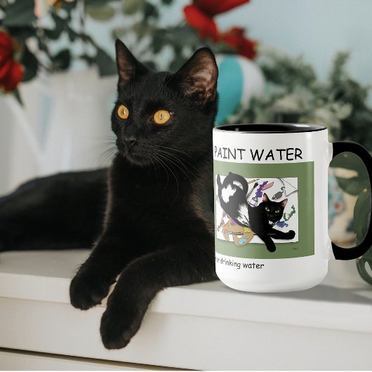 Speelse Zwarte Kunstenaar Kat Schilderen Humor Gro Mok