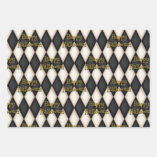 Speelse zwevende tekst Gothic Harlequin Inpakpapier Vel (Voorkant)