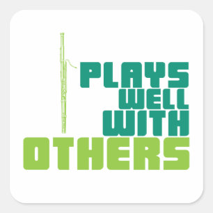 Speelt goed met anderen - Bassoon Vierkante Sticker