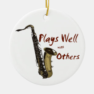 Speelt goed met anderen Saxofoon Keramisch Ornament