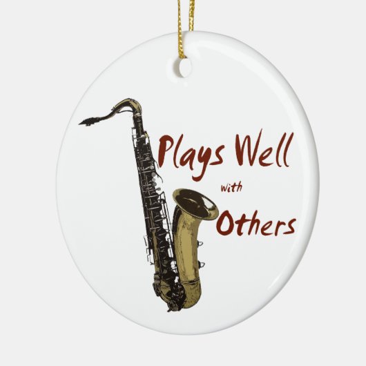 Speelt goed met anderen Saxofoon Keramisch Ornament (Links)