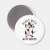 Speelt goed met Udders Funny Koe Pun Magneet (Voorkant / Achterkant)
