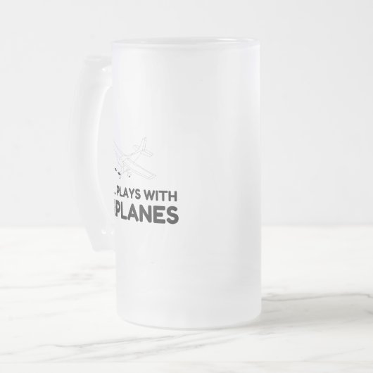 SPEELT MET VLIEGTUIGEN MATGLAS BIERPUL (Voorkant links)