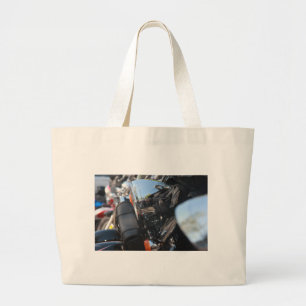 Speelt nog steeds met motoren grote tote bag