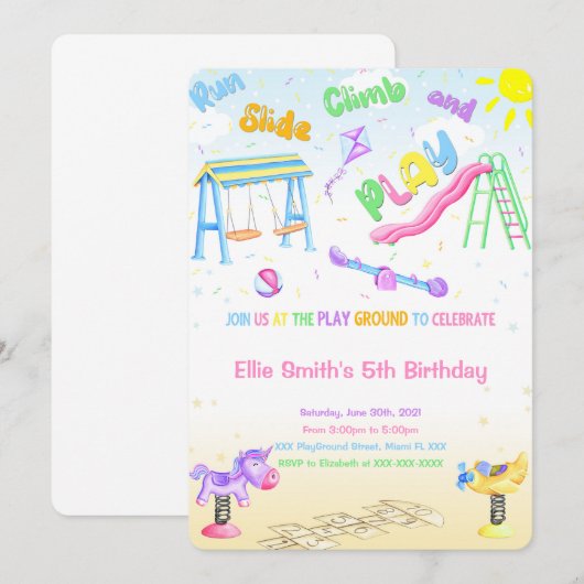 Speelterrein Uitnodiging (Voorkant / Achterkant)