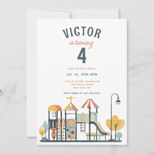 Speeltuin Kids Verjaardagsfeestuitnodiging Kaart (Voorkant)