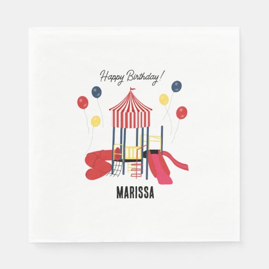 Speeltuin Kinder Jongens Meisjes Verjaardag Aangep Servet (Voorkant)